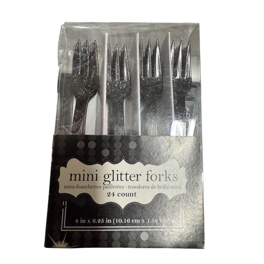 96 Glitz Black Mini Appetizer Forks Disposable Party Hors d'Oeuvres Tasting